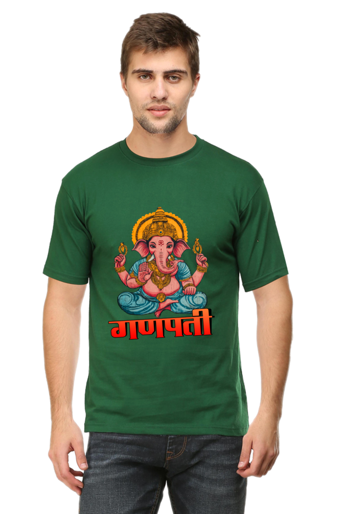 Jai Ganesha Victory Round Neck Half Sleeve Classic T-Shirts for Men Vastrdhamm