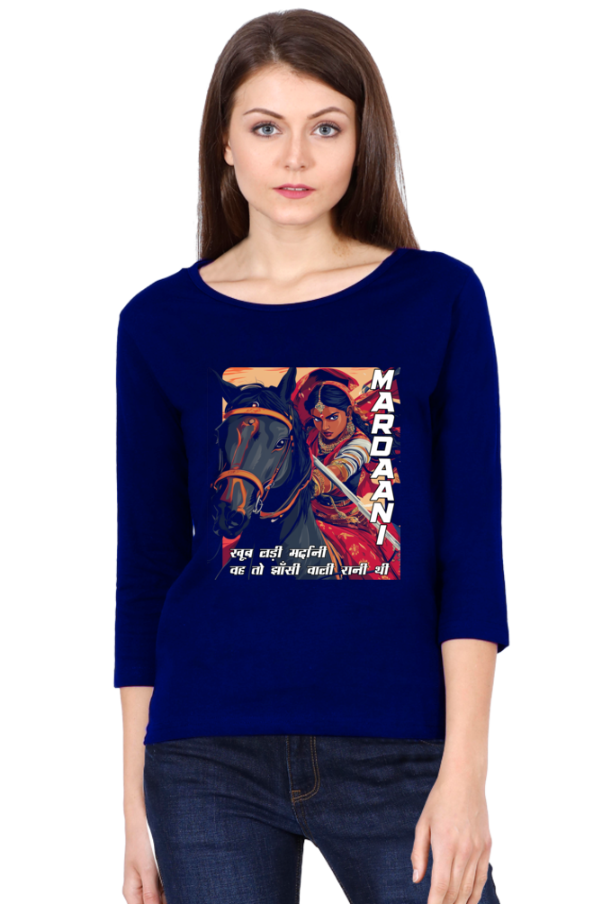 Lakshmi Bai Regal StrengthRound Neck Full Sleeve T-Shirts for Women Vastrdhamm