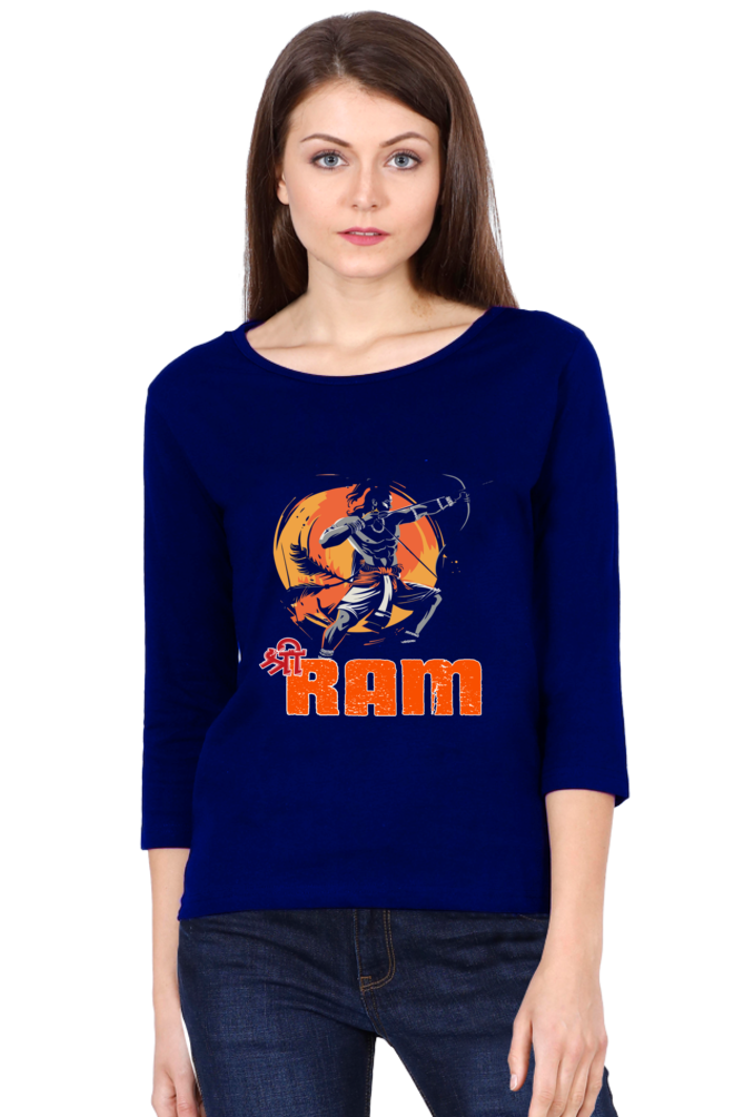 Ram Ji Ayodhya Pride Round Neck Full Sleeve T-Shirts for Women Vastrdhamm