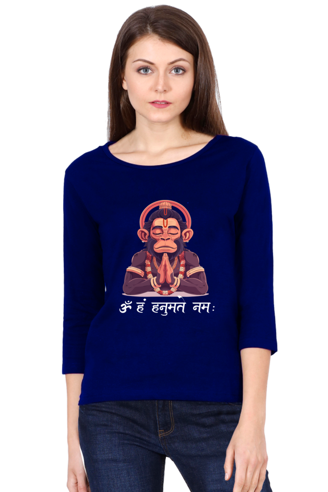 Hanuman Bhakti YogaRound Neck Full Sleeve T-Shirts for Women Vastrdhamm