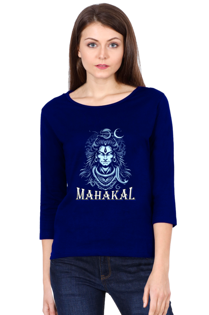 Shiv Ji Eternal Round Neck Full Sleeve T-Shirts for Women Vastrdhamm