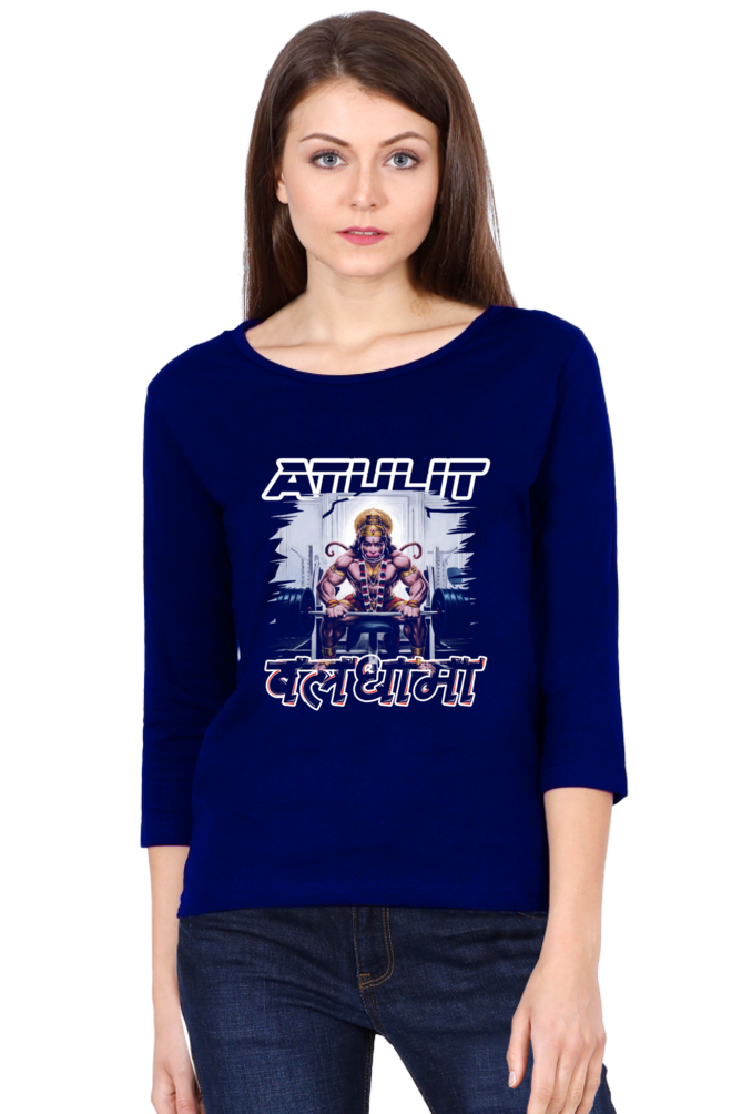 Hanuman ValorRound Neck Full Sleeve T-Shirts for Women Vastrdhamm