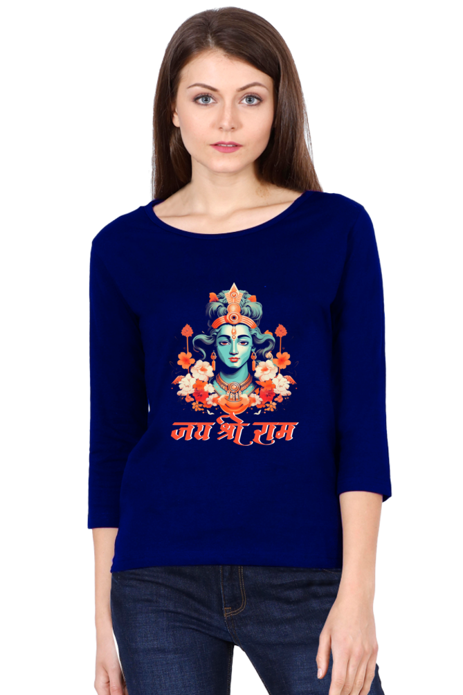 Ram Ji Vanvasi Round Neck Full Sleeve T-Shirts for Women Vastrdhamm