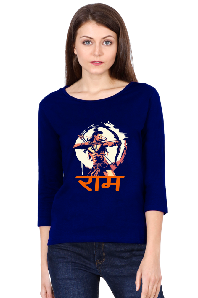 Ram Ji Divine Grace Round Neck Full Sleeve T-Shirts for Women Vastrdhamm