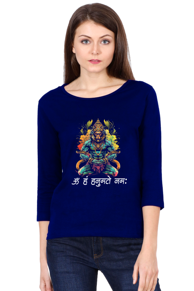 Hanuman StrongRound Neck Full Sleeve T-Shirts for Women Vastrdhamm