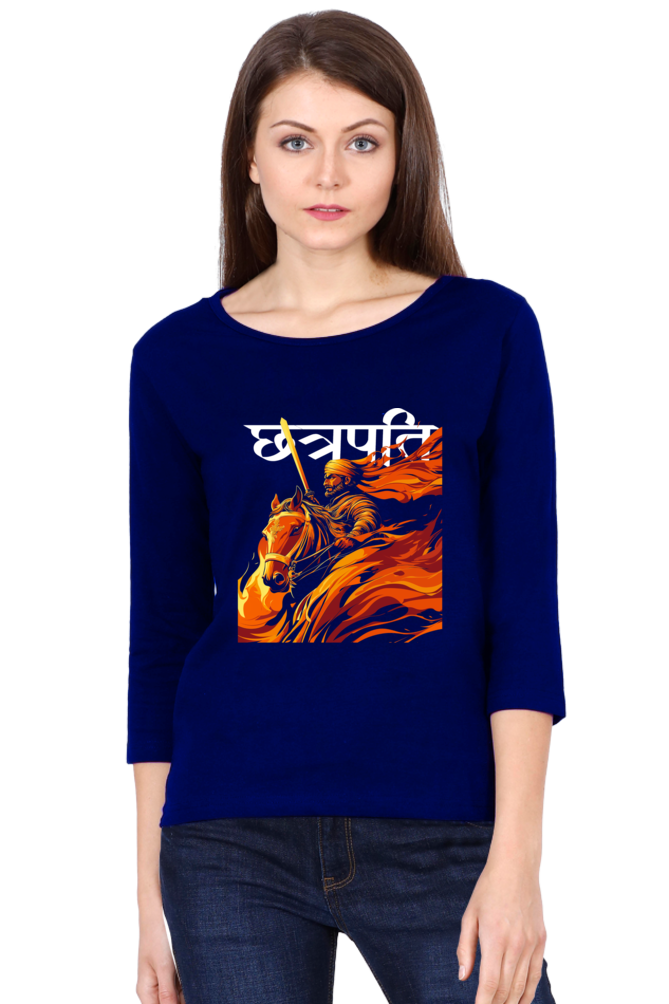 Shivaji Maharaj Legacy Round Neck Full Sleeve T-Shirts for Women Vastrdhamm