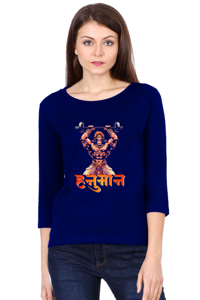 Hanuman FearlessRound Neck Full Sleeve T-Shirts for Women Vastrdhamm