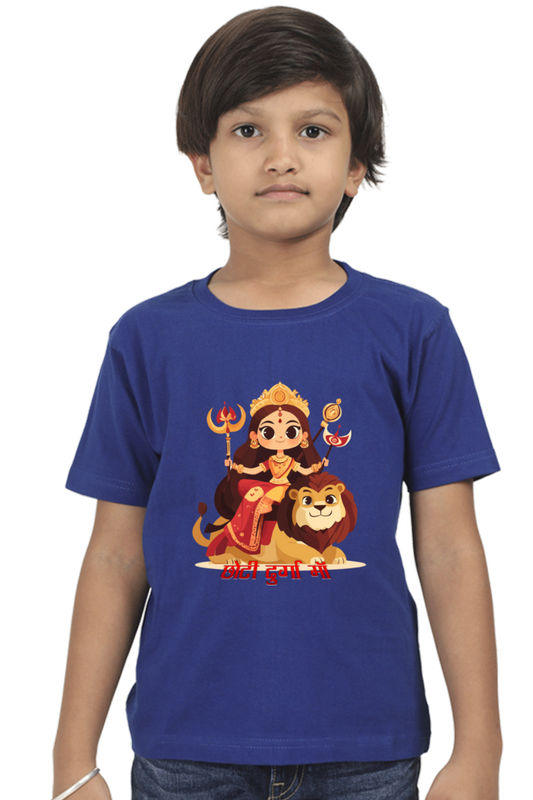 Durga Blessings Round Neck Half Sleeve Classic T-Shirts for Boy Vastrdhamm