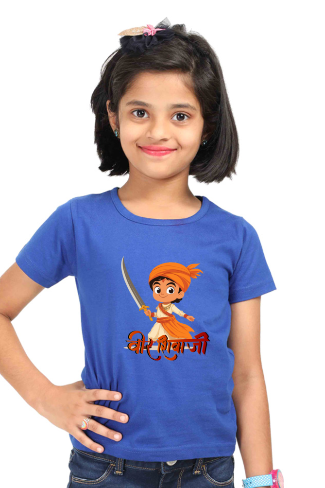 Shivaji Maharaj Valor Round Neck Half Sleeve Classic T-Shirts for Girl Vastrdhamm