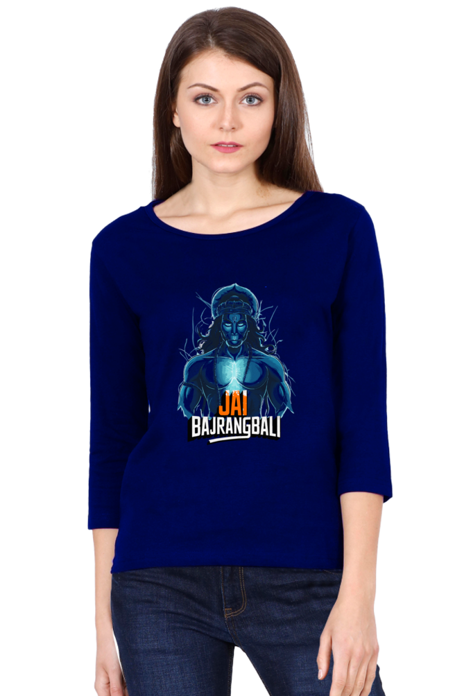 Hanuman Divine FaithRound Neck Full Sleeve T-Shirts for Women Vastrdhamm