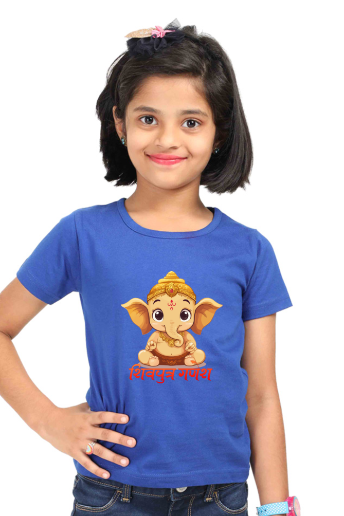 Jai Ganesha Glory Round Neck Half Sleeve Classic T-Shirts for Girl Vastrdhamm