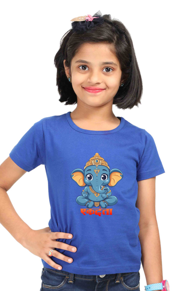 Ganesha Wisdom Round Neck Half Sleeve Classic T-Shirts for Girl Vastrdhamm