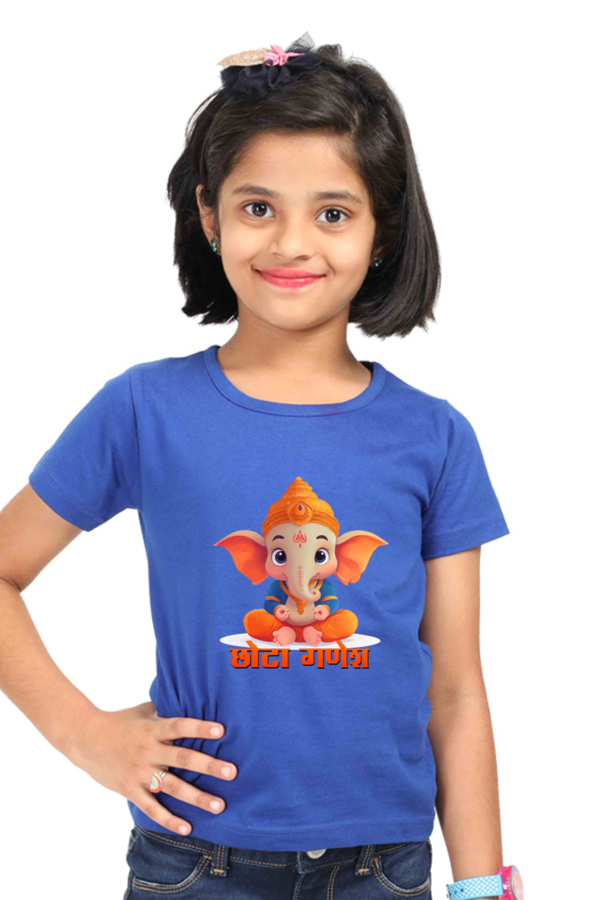 Jai Ganesha Spirit Round Neck Half Sleeve Classic T-Shirts for Girl Vastrdhamm