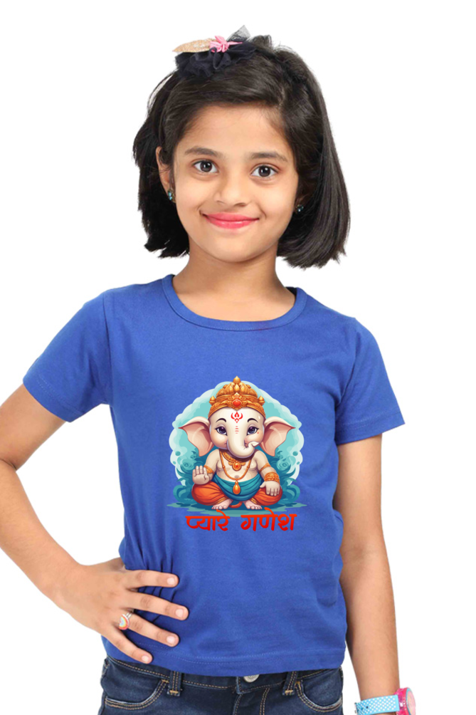 Ganesha Protector Round Neck Half Sleeve Classic T-Shirts for Girl Vastrdhamm