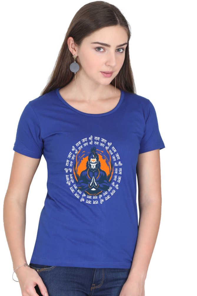 Hanuman Courage Round Neck Half Sleeve Classic T-Shirts for Women Vastrdhamm