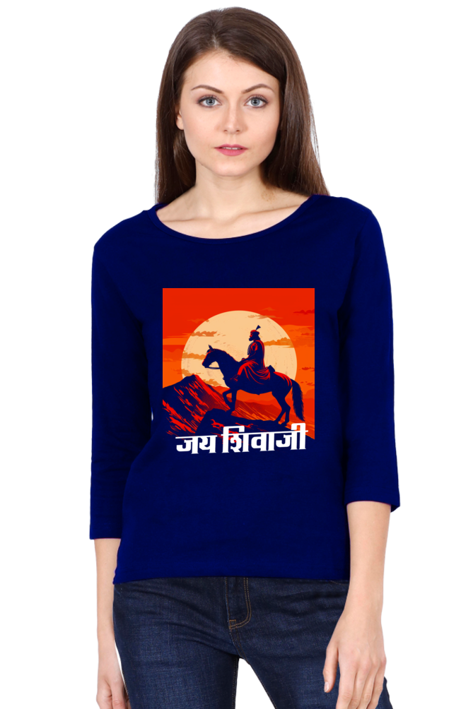 Shivaji Maharaj Honor Round Neck Full Sleeve T-Shirts for Women Vastrdhamm