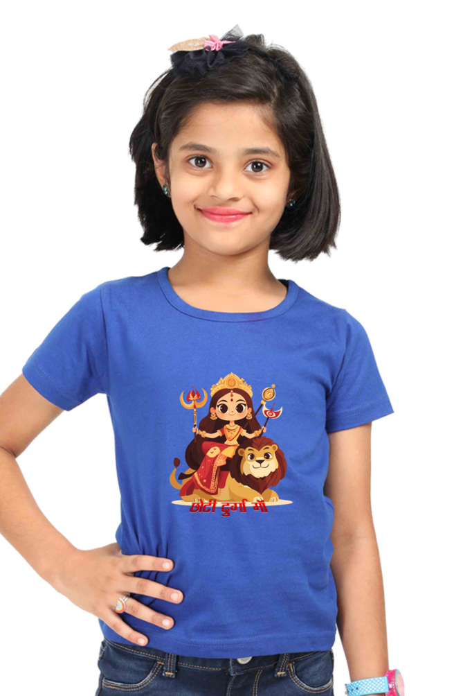 Durga Blessings Round Neck Half Sleeve Classic T-Shirts for Girl Vastrdhamm