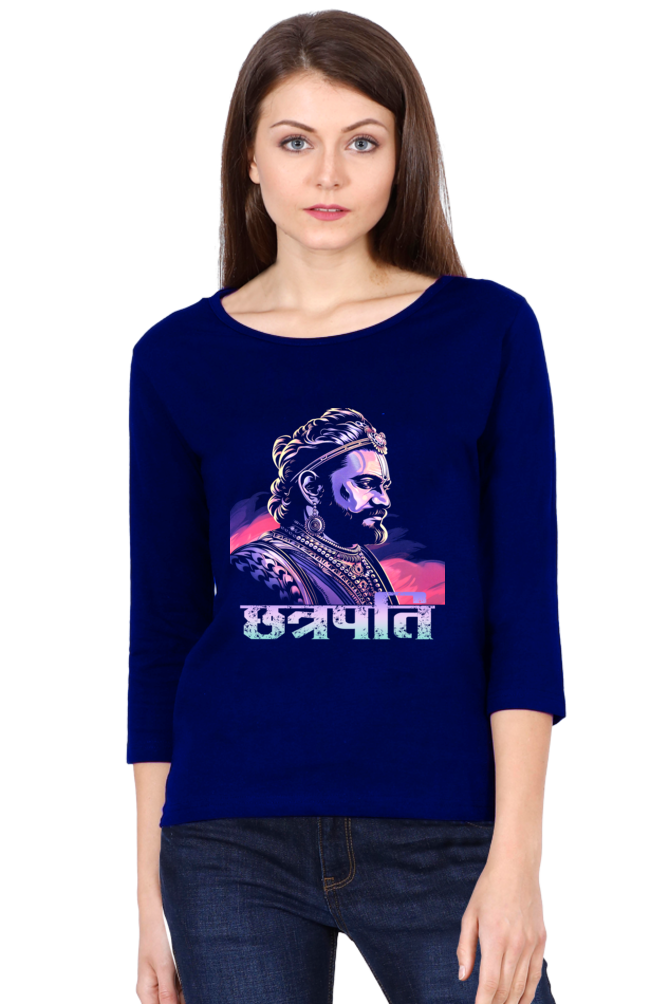 Shivaji Maharaj Courage Round Neck Full Sleeve T-Shirts for Women Vastrdhamm