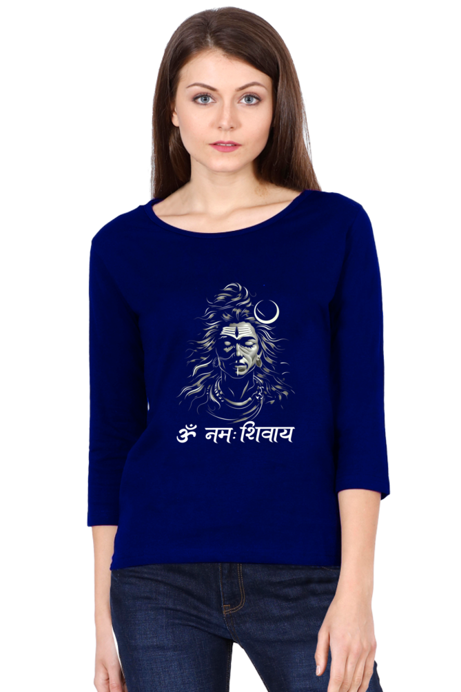 Shiv Ji Om Namah Shivaya Round Neck Full Sleeve T-Shirts for Women Vastrdhamm