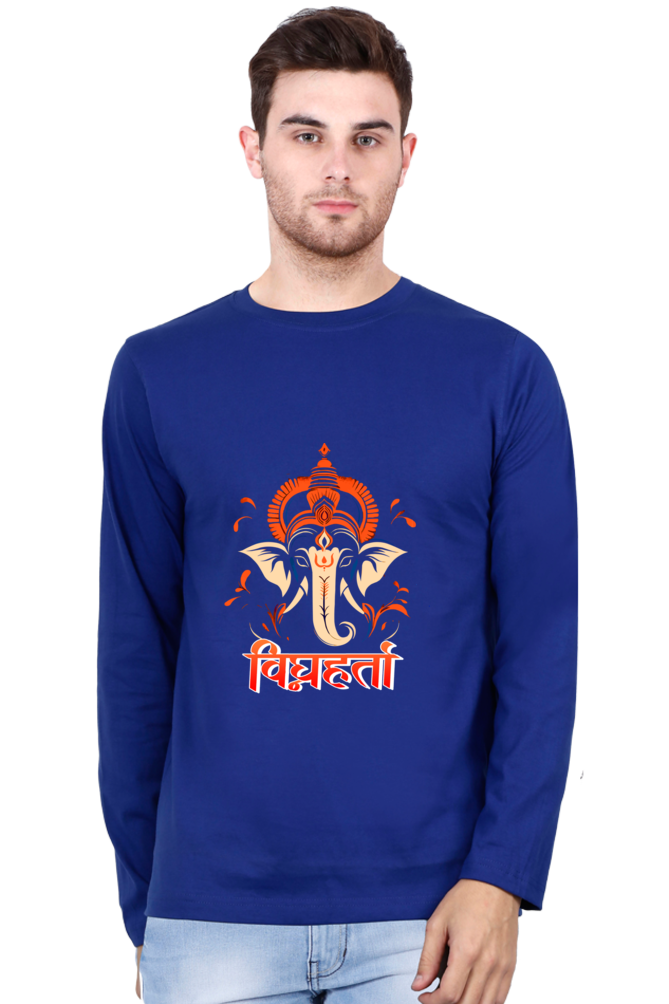 Jai Ganesha Spirit Round Neck Full Sleeve T-Shirts for Men Vastrdhamm