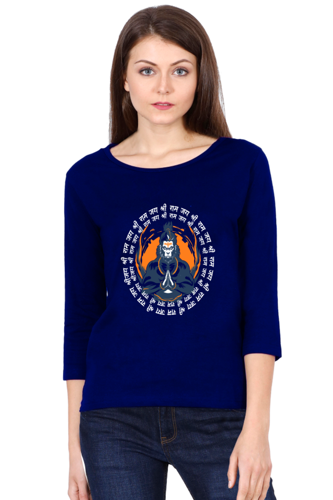 Hanuman Super StrengthRound Neck Full Sleeve T-Shirts for Women Vastrdhamm