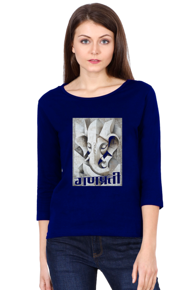 Jai Ganesha SpiritRound Neck Full Sleeve T-Shirts for Women Vastrdhamm