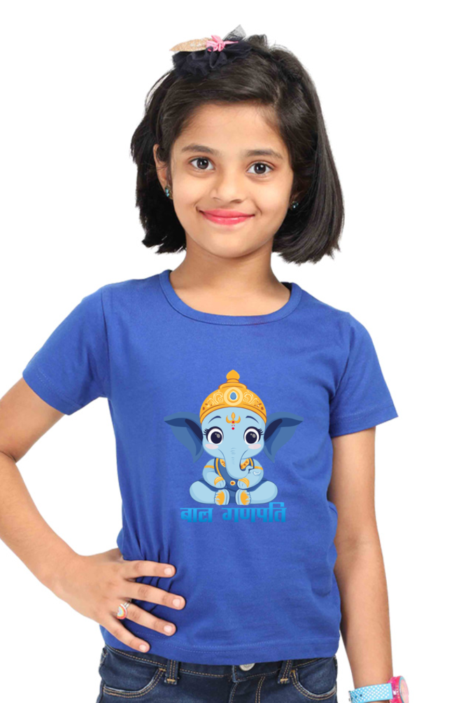 Jai Ganesha Power Round Neck Half Sleeve Classic T-Shirts for Girl Vastrdhamm