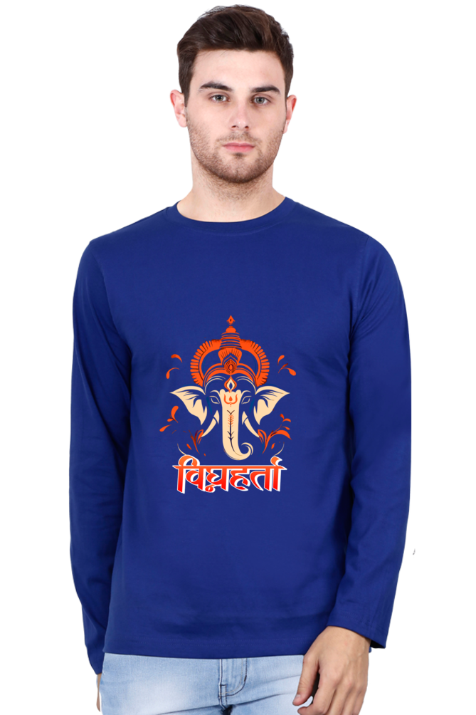 Jai Ganesha Spirit Round Neck Full Sleeve T-Shirts for Men Vastrdhamm