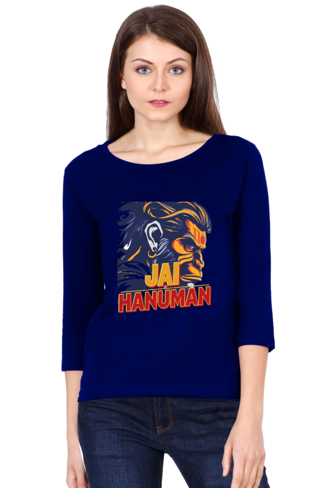 Hanuman Heroic StrengthRound Neck Full Sleeve T-Shirts for Women Vastrdhamm