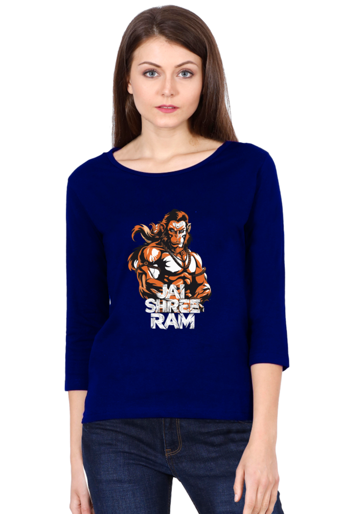 Hanuman Mountain LifterRound Neck Full Sleeve T-Shirts for Women Vastrdhamm