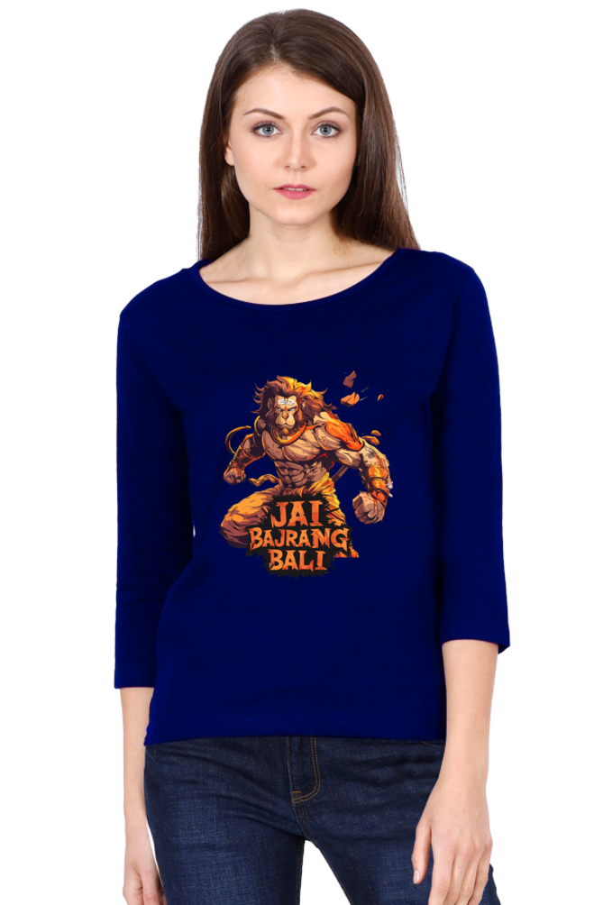 Hanuman DevoteeRound Neck Full Sleeve T-Shirts for Women Vastrdhamm