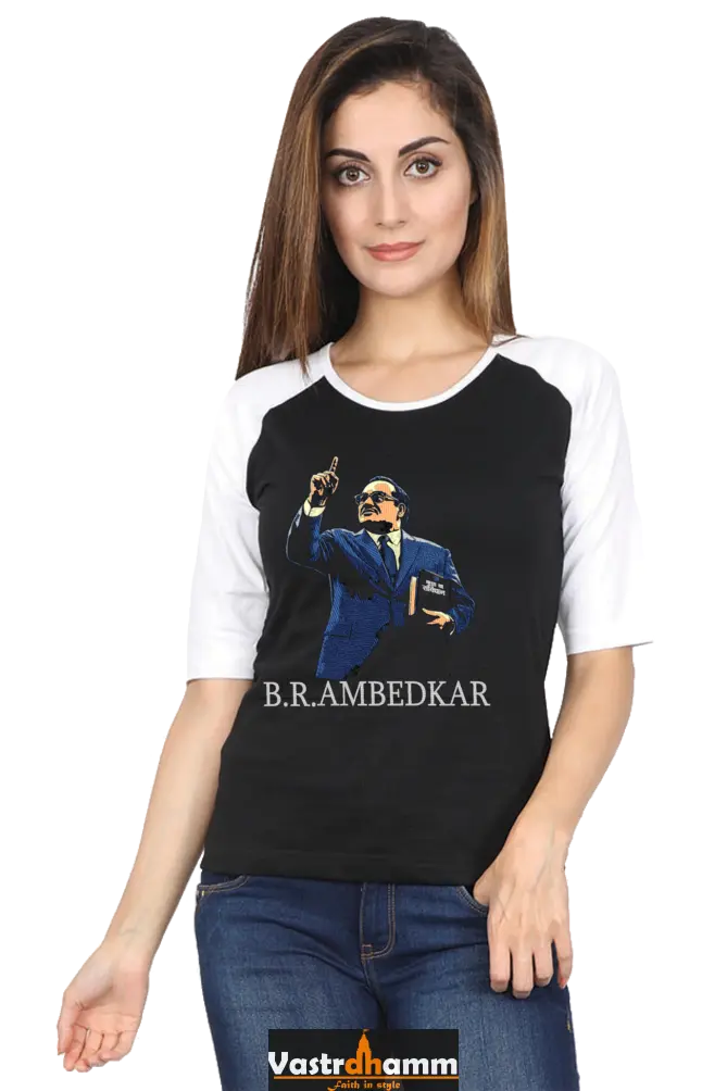 Ambedkar Inspiration Raglan Full Sleeve T-Shirts for Women Vastrdhamm