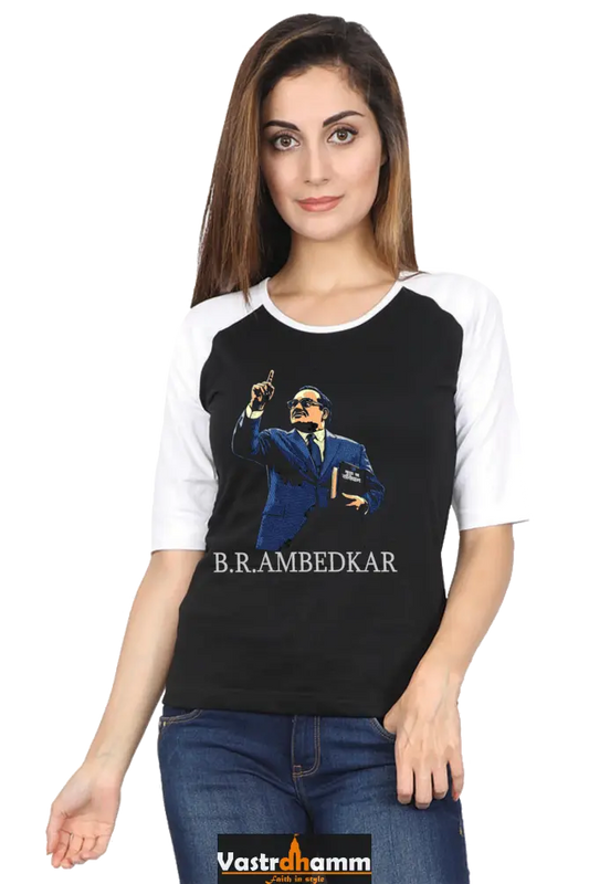 Ambedkar Inspiration Raglan Full Sleeve T-Shirts for Women Vastrdhamm