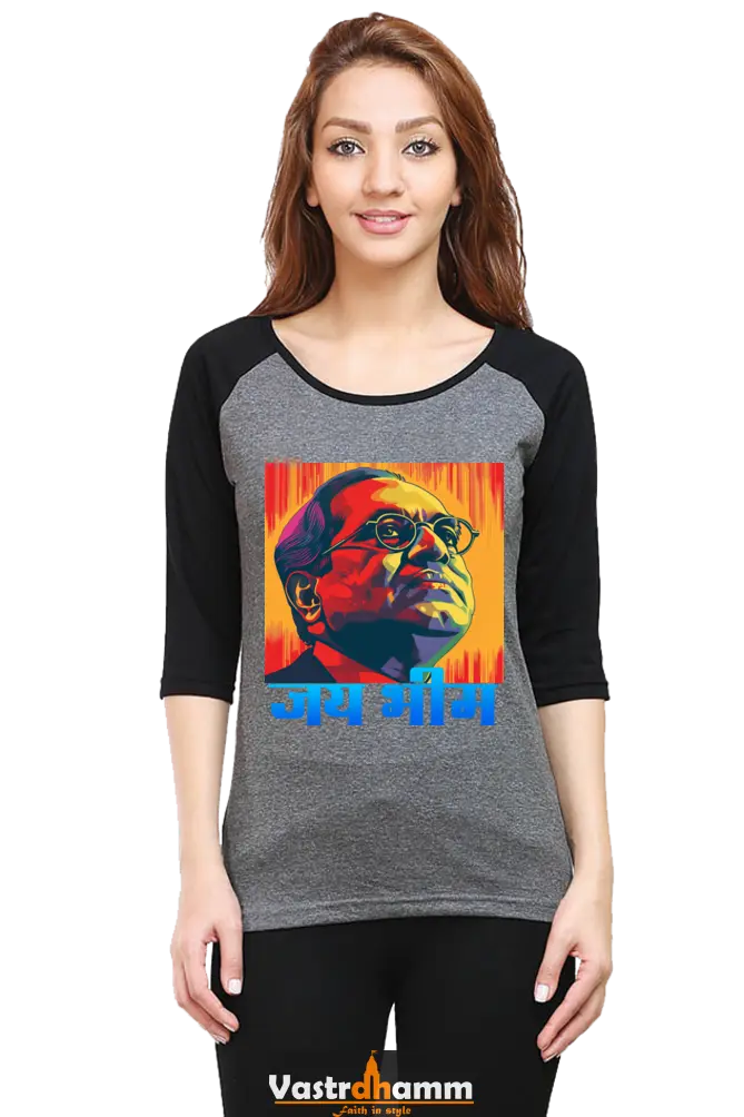 Ambedkar Ji Advocate Raglan Full Sleeve T-Shirts for Women Vastrdhamm