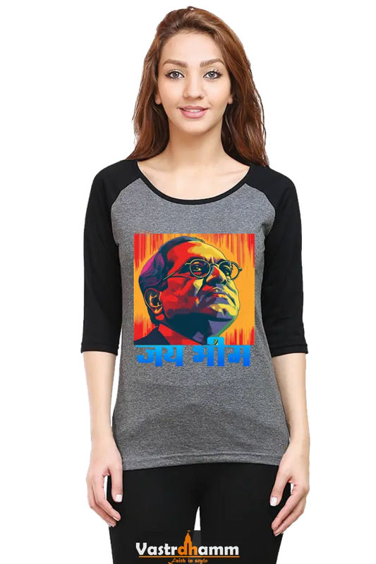 Ambedkar Ji Advocate Raglan Full Sleeve T-Shirts for Women Vastrdhamm