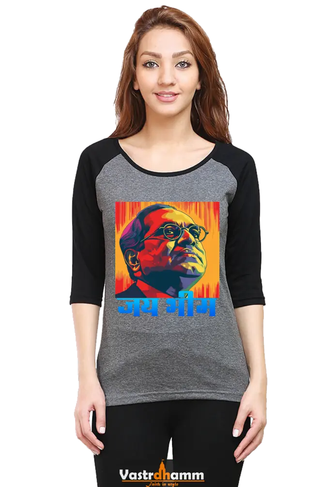 Ambedkar Ji Advocate Raglan Full Sleeve T-Shirts for Women Vastrdhamm