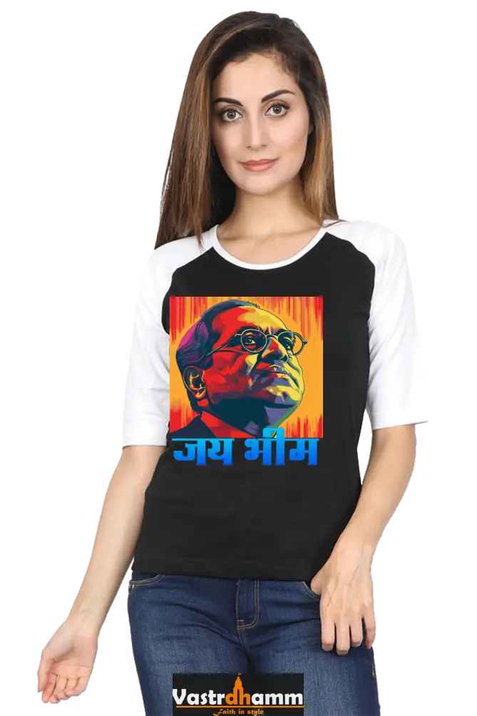 Ambedkar Ji Advocate Raglan Full Sleeve T-Shirts for Women Vastrdhamm