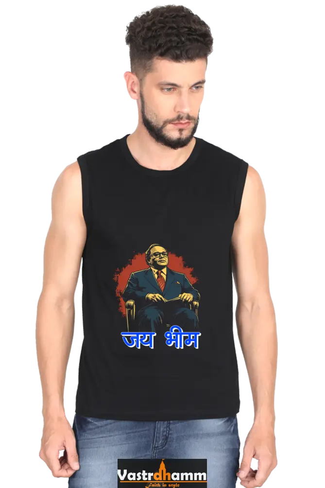 Ambedkar Ji Advocate Round Neck Sleeveless T-Shirts for Men Vastrdhamm