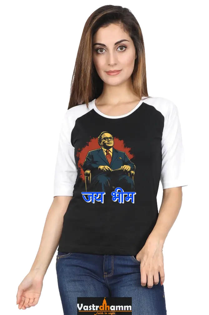 Ambedkar Social Justice Raglan Full Sleeve T-Shirts for Women Vastrdhamm