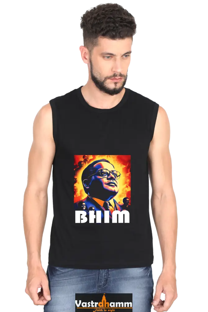 Ambedkar Social Justice Round Neck Sleeveless T-Shirts for Men Vastrdhamm