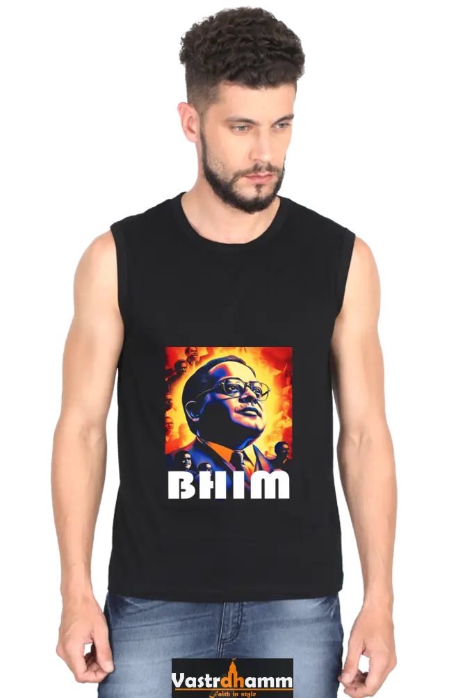 Ambedkar Social Justice Round Neck Sleeveless T-Shirts for Men Vastrdhamm