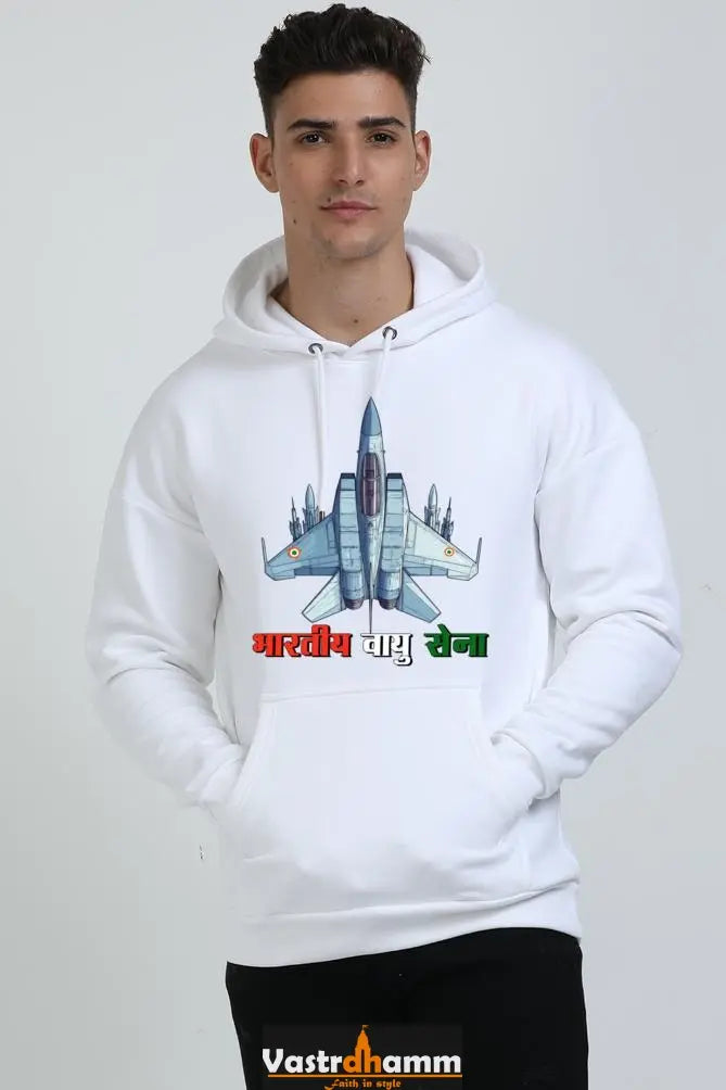 Blue Sky Defenders Indian Air Force. Oversized Hooded Sweatshirt T-Shirts for Men Vastrdhamm