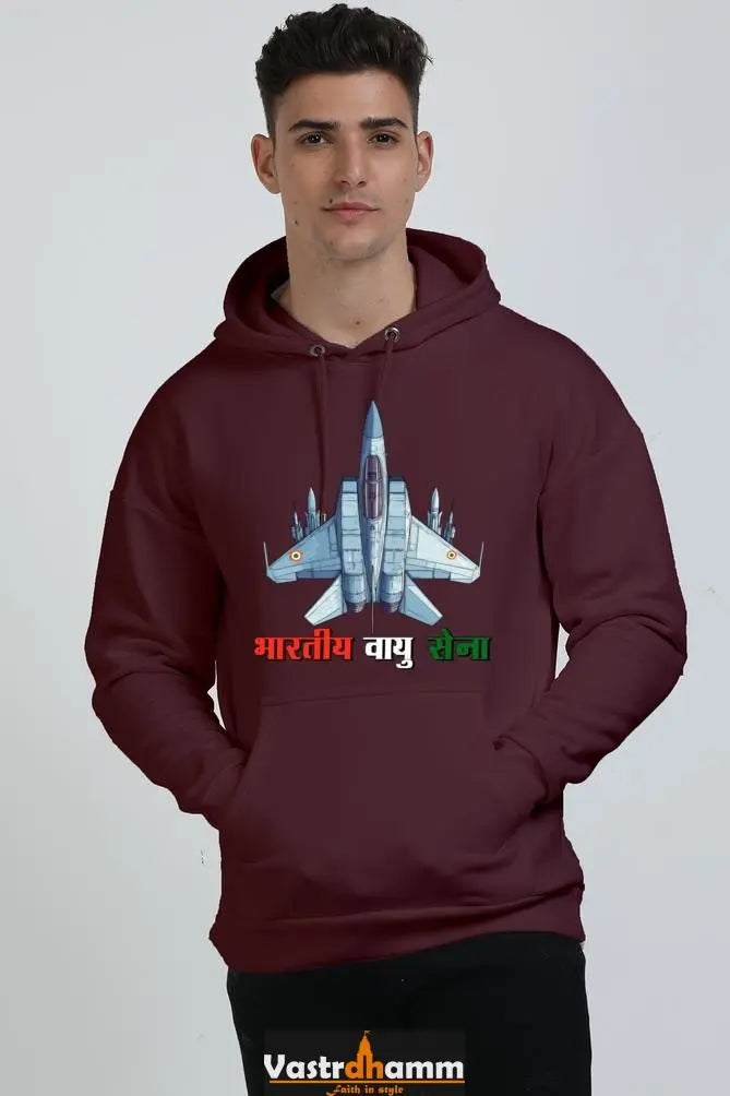 Blue Sky Defenders Indian Air Force. Oversized Hooded Sweatshirt T-Shirts for Men Vastrdhamm