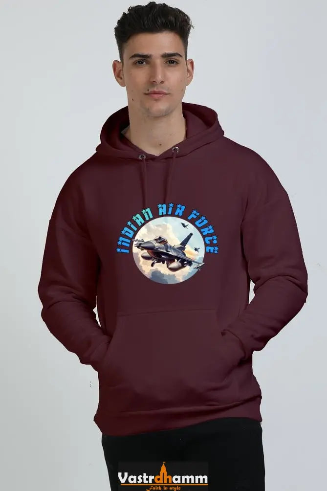 Blue Sky Defenders Indian Air Force. Oversized Hooded Sweatshirt T-Shirts for Men Vastrdhamm