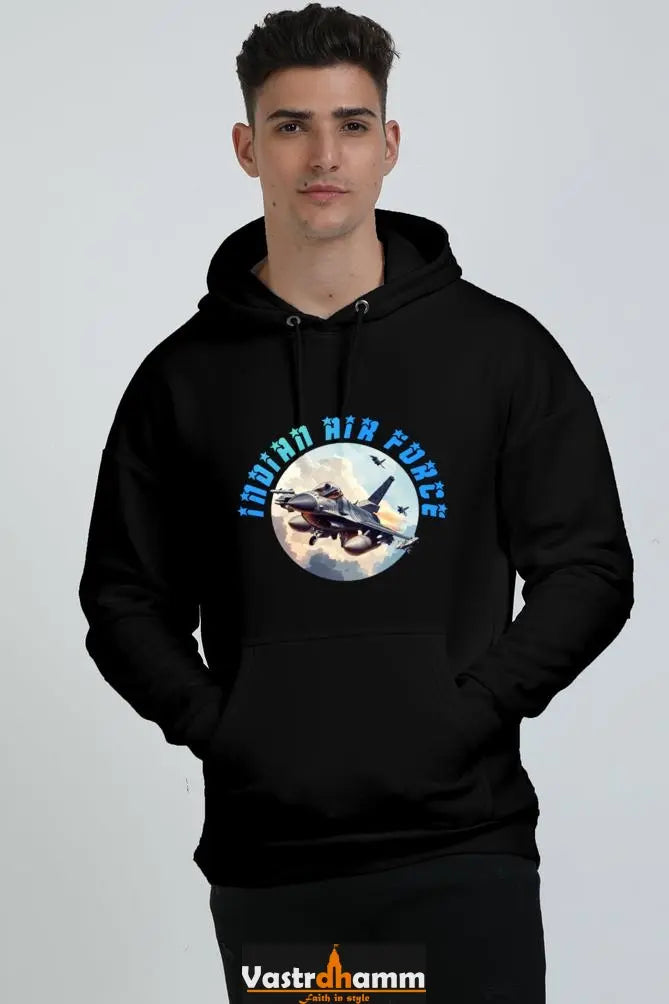 Blue Sky Defenders Indian Air Force. Oversized Hooded Sweatshirt T-Shirts for Men Vastrdhamm