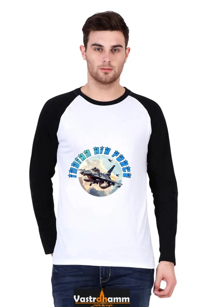 Blue Sky Defenders Indian Air Force. Raglan Full Sleeve T-Shirts for Men Vastrdhamm