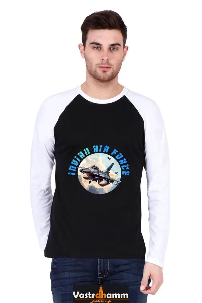 Blue Sky Defenders Indian Air Force. Raglan Full Sleeve T-Shirts for Men Vastrdhamm