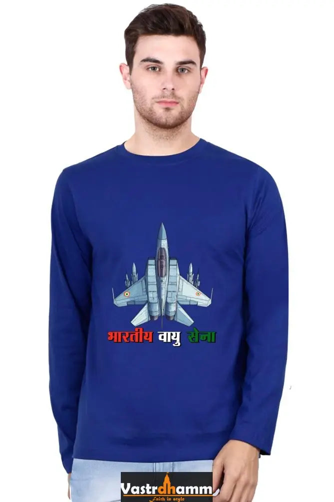 Blue Sky Defenders Indian Air Force. Round Neck Full Sleeve T-Shirts Vastrdhamm