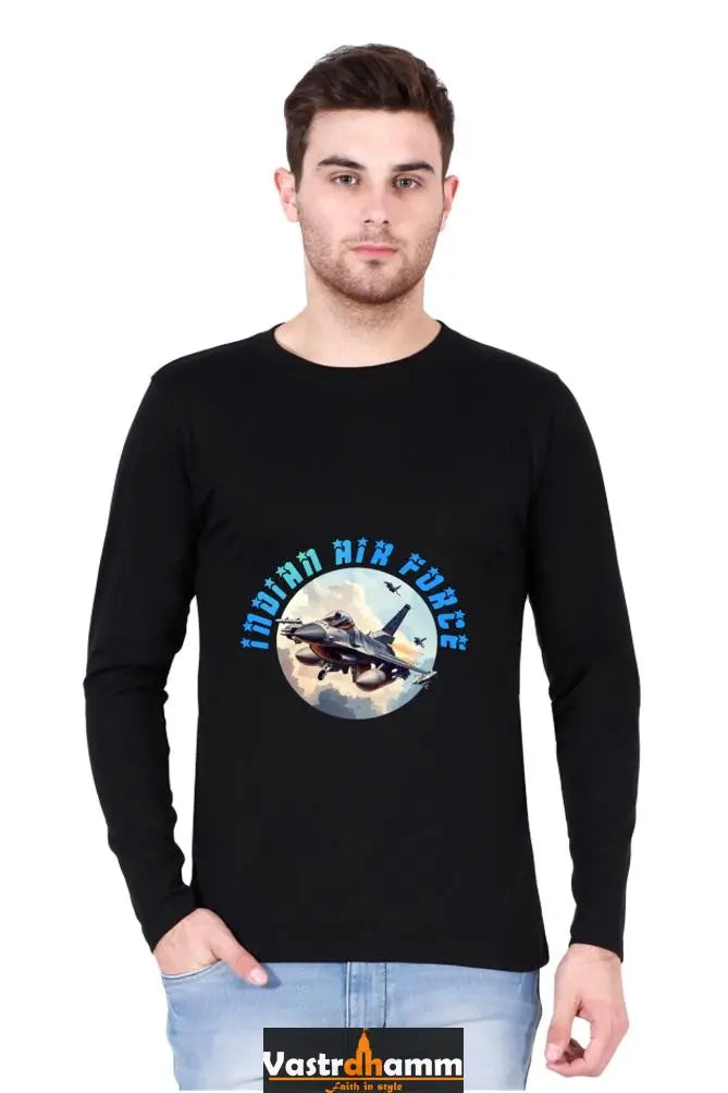 Blue Sky Defenders Indian Air Force. Round Neck Full Sleeve T-Shirts Vastrdhamm