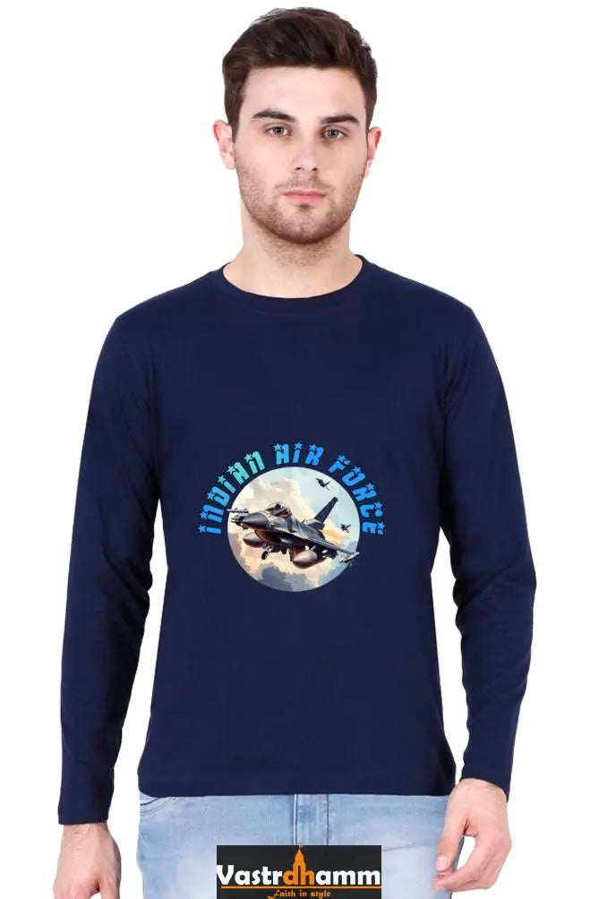 Blue Sky Defenders Indian Air Force. Round Neck Full Sleeve T-Shirts Vastrdhamm